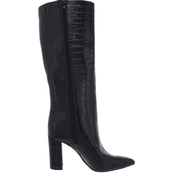 INC Black patent leather crocodile Embossed Block heel knee high boots - Picture 5 of 7